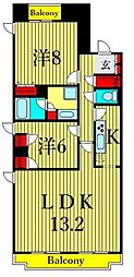 マジョーネ2 1SLDKの間取図画像