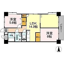 プレステージ南葛西 2LDKの間取図画像