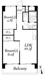 中葛西ハイツ 2LDKの間取図画像