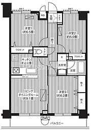 関寅ビル第5 3LDKの間取図画像