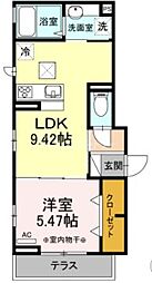 サンハイムS 1LDKの間取図画像
