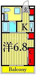 リブリ・アライ 1Kの間取図画像