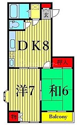 シェモアモリタ 2DKの間取図画像
