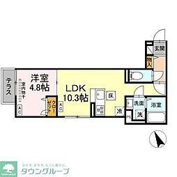 (仮称)中野区鷺宮3丁目PJ 1階1LDKの間取り