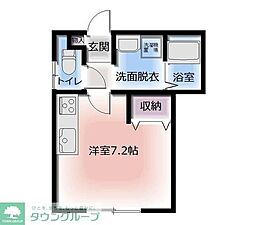 エクセル大久保 2階1Kの間取り