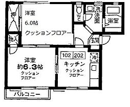 プリムベール 2階2Kの間取り