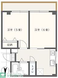 シェルブルー中野 2DKの間取図画像