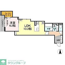 セレスティア中野上高田 1LDKの間取図画像