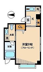 カーサ躑躅ケ丘 1Kの間取図画像