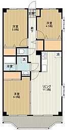 マノワール 3LDKの間取図画像