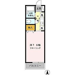 ヴィラ・ファミーユA 1Kの間取図画像