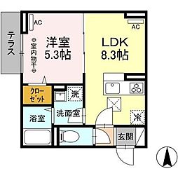 レクシア南田中 1LDKの間取図画像