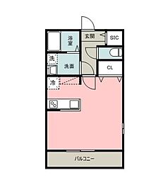 ラ・ヴィータ・フェリーチェ ワンルームの間取図画像