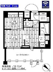 ステージグランデ千歳烏山アジールコート 1DKの間取図画像