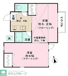ソレイユ南荻窪 2Kの間取図画像