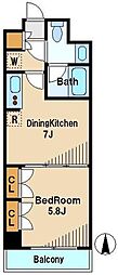 ParkSphere中野富士見町 1DKの間取図画像