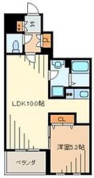 ブラントーレ哲学堂 1LDKの間取図画像
