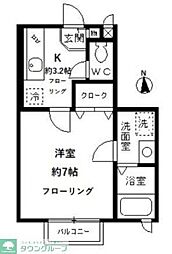 コートロベリア 1Kの間取図画像