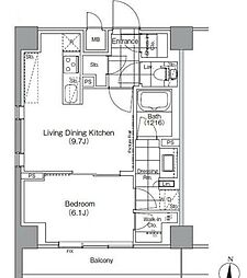 ザ・パークハビオ高円寺 1LDKの間取図画像