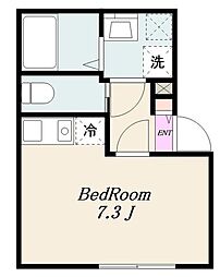 COCOFLAT東中野 ワンルームの間取図画像