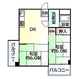 ガーベラ仙台 2DKの間取図画像