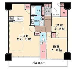 パークタワーあすと長町 2LDKの間取図画像