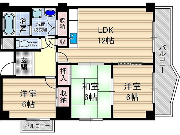 ピアドミール 403号室｜大阪府茨木市若園町(賃貸マンション3LDK・4階・71.20㎡)の写真 その2