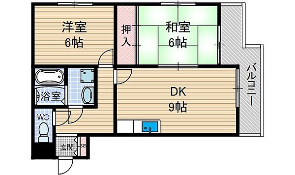 レスカル・ヨシダ 303号室｜大阪府茨木市真砂１丁目(賃貸マンション2DK・3階・50.00㎡)の写真 その2