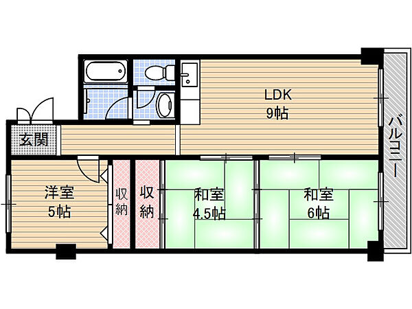 水尾グリーンタウン5番館 302号室｜大阪府茨木市水尾３丁目(賃貸マンション3LDK・3階・53.22㎡)の写真 その2