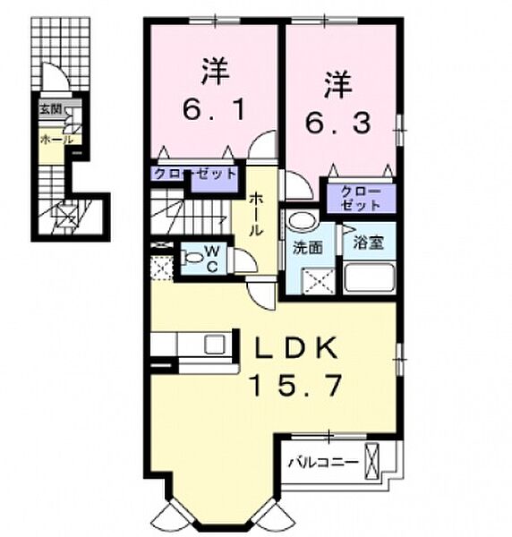 DESPACIO K 201号室｜大阪府茨木市上穂積２丁目(賃貸アパート2LDK・2階・66.02㎡)の写真 その2
