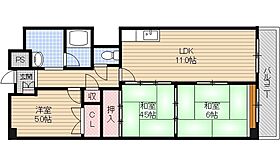 第二茨木ビューハイツ7号棟 403号室 ｜ 大阪府茨木市平田２丁目（賃貸マンション3LDK・4階・64.40㎡） その2