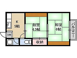 阪口ハイツ 2Kの間取図画像