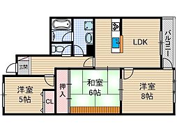 ウィングビュー鮎川 3DKの間取図画像