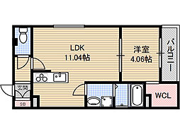 イル・フィオーレ一津屋 1LDKの間取図画像