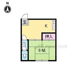 山鳩アパート 2階1Kの間取り