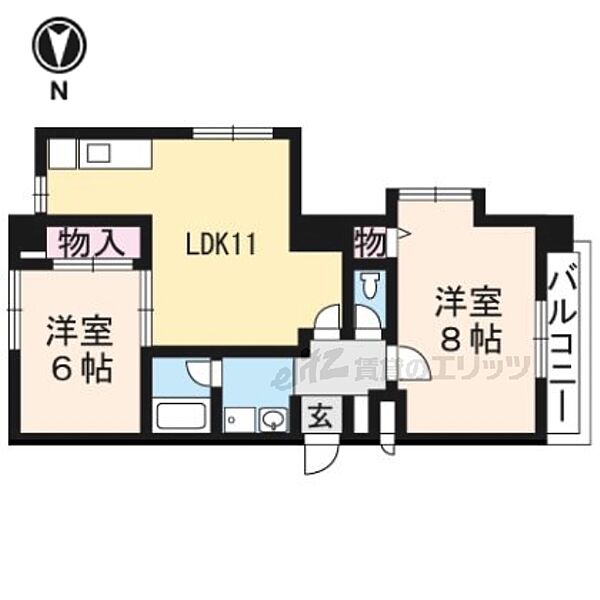 京都府京都市西京区桂河田町(賃貸マンション2LDK・2階・55.69㎡)の写真 その2