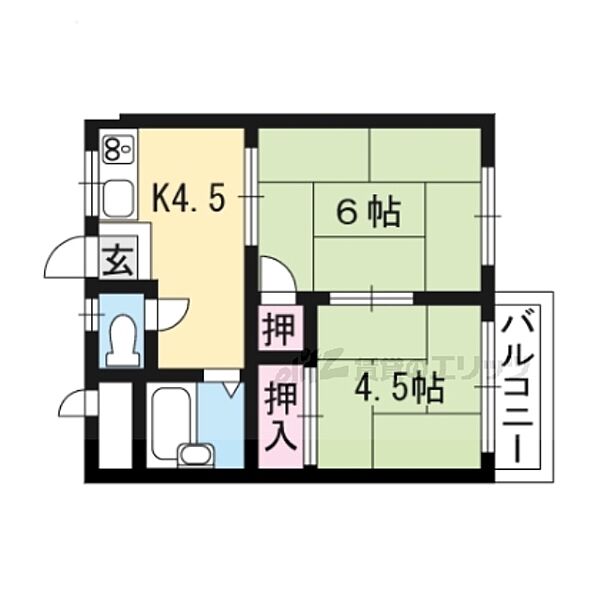 清水ハイツ 203｜京都府京都市西京区桂上野北町(賃貸アパート2DK・2階・35.00㎡)の写真 その2