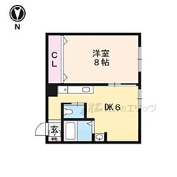 加賀山コーポ3 1DKの間取図画像