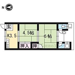芝野荘 2階2Kの間取り