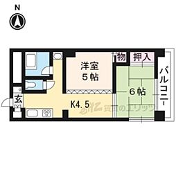 JR山陰本線 嵯峨嵐山駅 徒歩8分の賃貸マンション 2階2Kの間取り