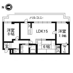 アメニティ双ケ丘 5階3LDKの間取り