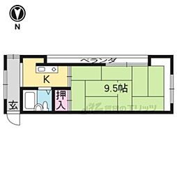 ウタノマンション 2階1Kの間取り