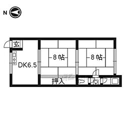 コーポヤマシタ 1階2DKの間取り