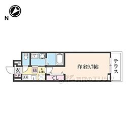 オーサム ヴィレッジ 京都桂 1Kの間取図画像