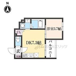 アビタシオン嵯峨嵐山 1DKの間取図画像
