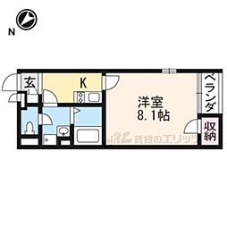 レオネクスト宇多野 1Kの間取図画像