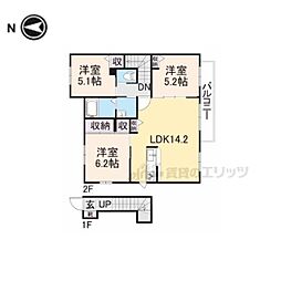 メゾン・リヴェールA棟 2LDKの間取図画像