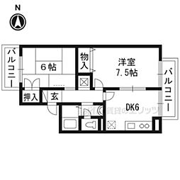 エクレール松尾 2DKの間取図画像