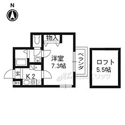 アブティール桂西口 1Kの間取図画像