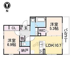 D-ROOM嵯峨嵐山 2LDKの間取図画像